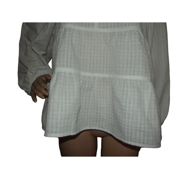 Old Navy Blouse Women Large White Babydoll boho tiered empire peasant top v-neck - Picture 6 of 12